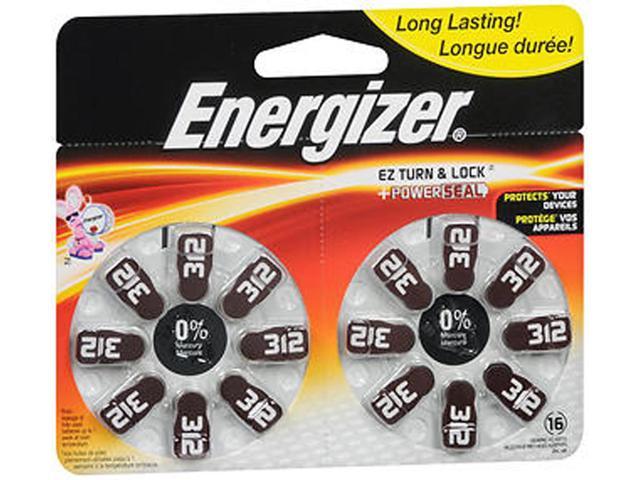 Energizer Az312dp 16 Energizer Ez Turn And Lock Hearing Aid Size 312 Batteries 16 Pack 8085