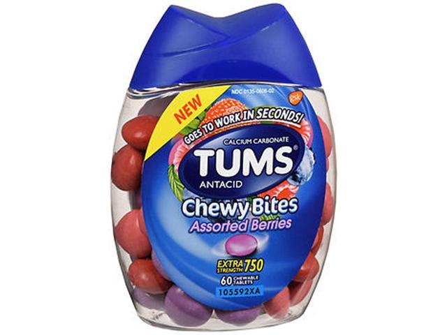 Tums Extra Strength 750 Antacid Chewy Bites Assorted Berries 60 Ct