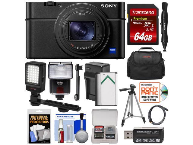 Sony Cyber Shot Dsc Rx100 Vi 4k Wi Fi Digital Camera With 64gb Card Battery Charger Case Flash Video Light Tripod Kit Newegg Com