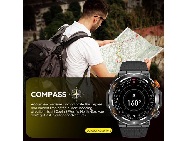 EIGIIS Smart Watch for Men 1.45 Sports Watch Spotlights Outdoor  Mountaineering Adventure Military Rugged Smartwatch for iOS Android