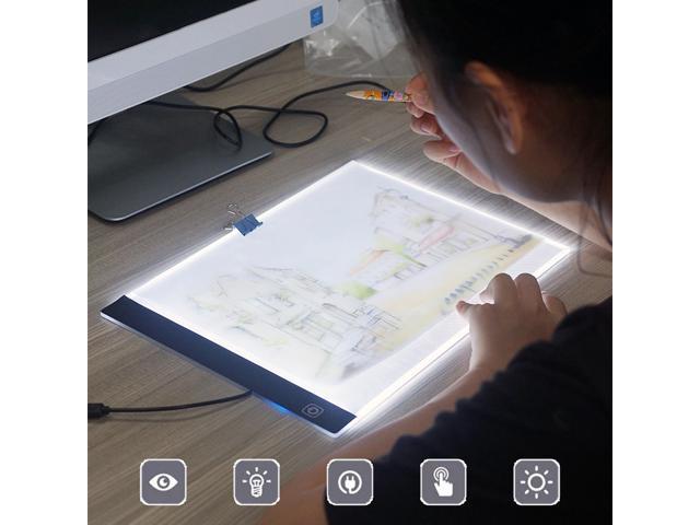2019 A4S 5D Diamond Painting Light Pad Tracing Table Light Box Memory Function Led Drawing Board Artcraft Tattoo Watercolour Copy Quilting Xray Pad with Clips and Artist Glove 