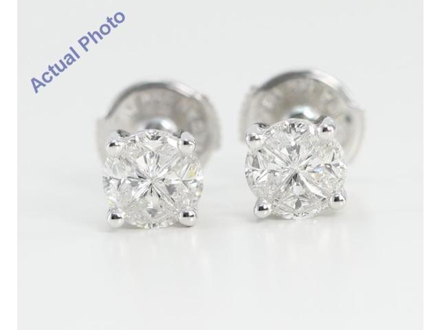 18k White Gold Invisible Setting Princess Cut Diamond Earrings