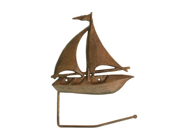 Treasure Gurus Metal Sailboat Toilet Paper Roll Holder Kitchen Towel Rack Nautical Bathroom Decor Newegg Com