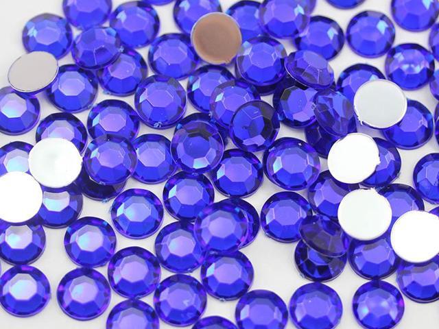 100PCS 5mm Blue Sapphire Dark .NAB01 Flat Back Acrylic Round Cabochon