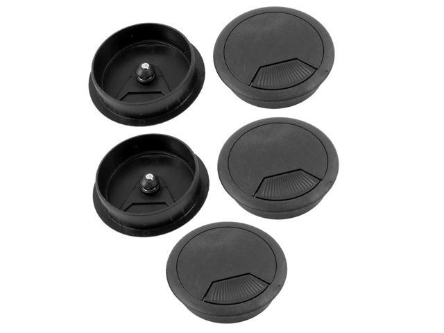 Thzy Black 60mm Round Grommet Cable Hole Cover For Computer Thzy Black 60mm Round Grommet Cable Hole Cover For Computer Desk 5 Pcs