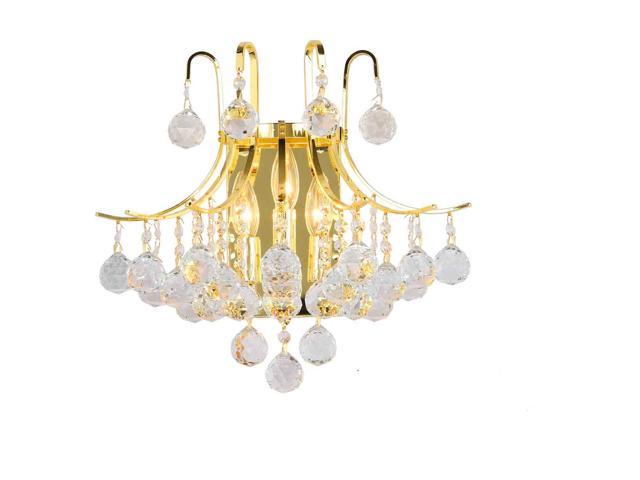 Empire Collection 3 Light Gold Finish And Clear Crystal Wall Sconce Light