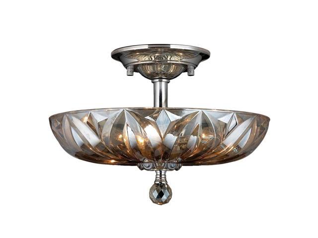 Mansfield Collection 4 Light Chrome Finish And Golden Teak Crystal