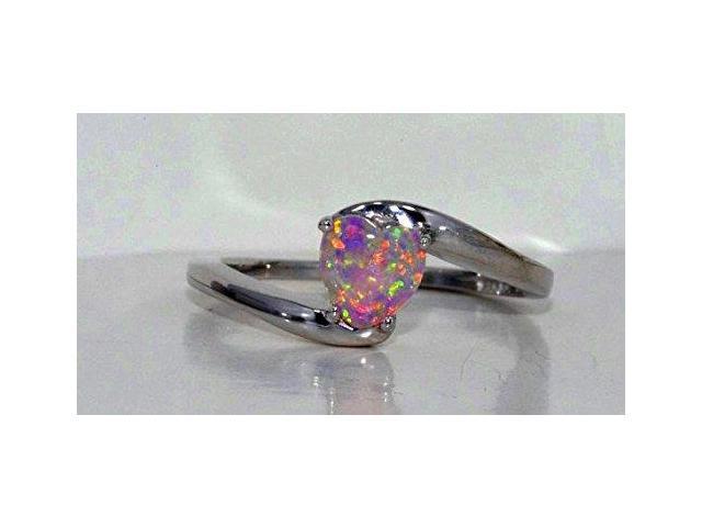 6mm Opal Heart Ring .925 Sterling Silver