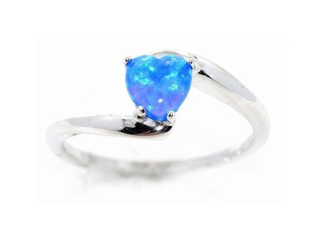 6mm Opal Heart Ring .925 Sterling Silver
