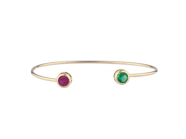 2 Ct Emerald Round Bezel Bangle Bracelet .925 Sterling Silver