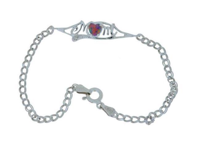 Opal /& Diamond Heart Mom Bracelet .925 Sterling Silver