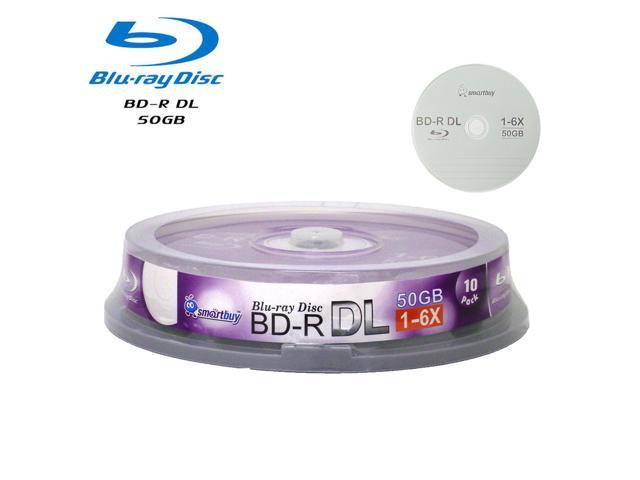10 Pack Smartbuy 6X BD-R DL 50GB Dual Layer Logo Top Blank Media Recordable Disc