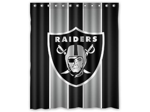 Oakland Raiders 01 Pattern Polyester Fabric Shower Curtain 60 By Oakland Raiders 01 Pattern Polyester Fabric Shower Curtain 60