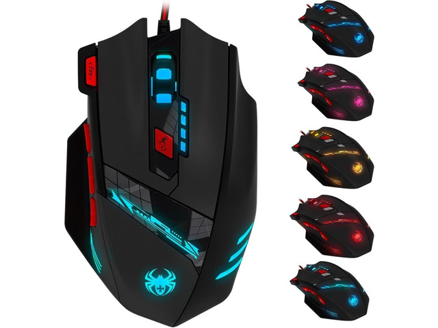 Mouse Gamer T90 - 9200 DPI 8 Botões | Zelotes LED Peso Ajustável