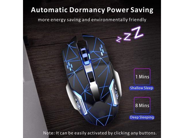 2 Side Buttons, Ergonomic Handle Breathing Backlight Wireless Gaming Mouse with Unique Silent Click Black-1 2400, 1600, 1200, 800 6 Buttons Suitable for PC Notebook Gamers. DPI