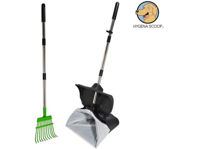 Hygena Scoop Odor Blocking Swivel Bin /& Long Handle Stainless Steel Rake Large Pooper Scooper for Clean Pet Waste Removal