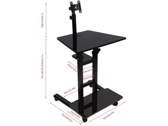 Mobile Laptop Stand, Height Adjustable Carbon Steel Frame Laptop Desk 3 ... Portable Workstation On Wheels