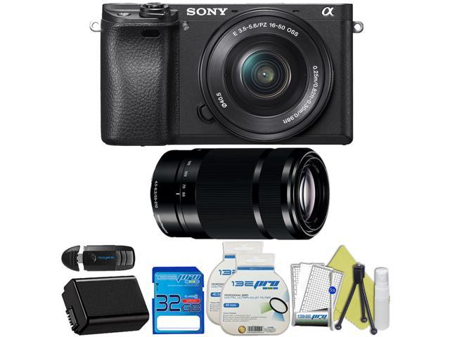 Sony Alpha a6300 Mirrorless Digital Camera with 16-50mm Lens + Sony E-Mount 55-210mm F 4.5-6.3 Lens + Starter Accessory Bundle
