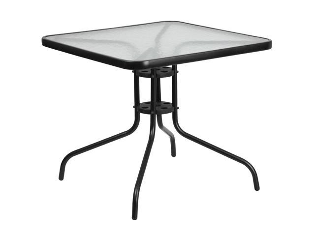 Photo 1 of 31.5'' Square Tempered Glass Metal Table