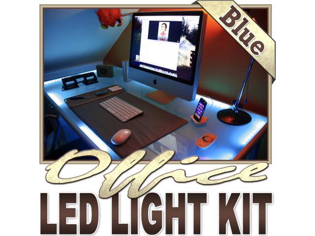 Biltek 16 4 Ft Blue Desk Hutch Drawers Laptop Led Strip Lighting Biltek 16 4 Ft Blue Desk Hutch Drawers Laptop Led Strip Lighting Complete Package Kit Lamp Light Diy Under