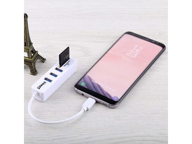 Color : White 3 x USB Ports to USB-C/Type-C HUB Converter Black HUFAN 2 in 1 TF & SD Card Reader USB Total Length: 24cm 