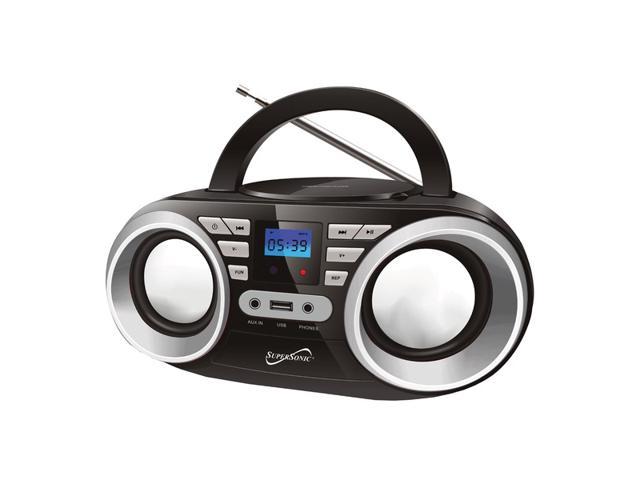 Supersonic MP3/CD Player FM Radio Portable Stereo Boombox (Black) SC506