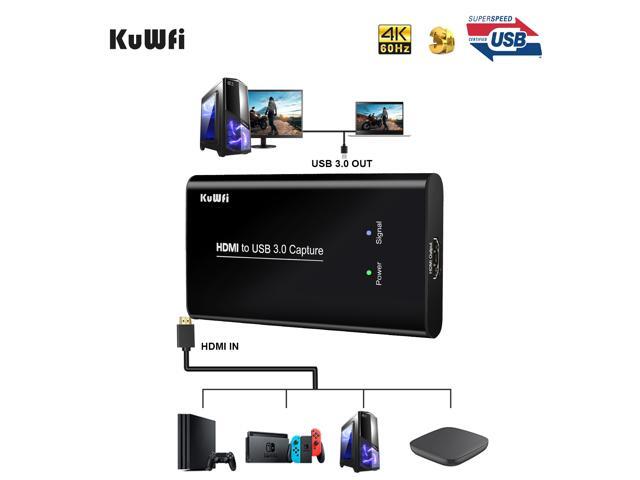 KuWFi HD Video Capture Device Card HDMI to USB3.0 HD Video Converters Game Streaming Live Stream Broadcast 1080P for OBS//Vmix//Wirecast//skype