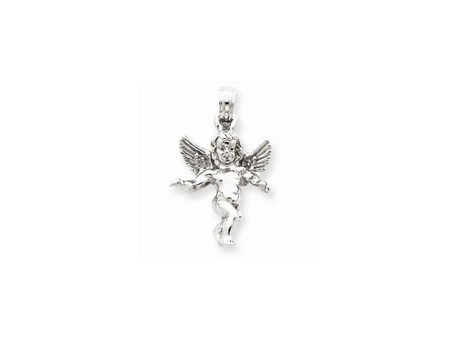 14k White Gold Guardian Angel Pendant 