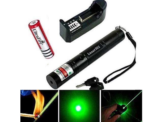 Military Green 5mw 532nm Laser Pointers Lazer Pen Beam Zoom Burn+18650+Charger 