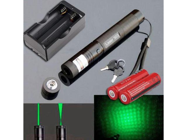 532nm 303 Green Laser Pointer Pen Visible Beam Light Charger US 18650 Battery 
