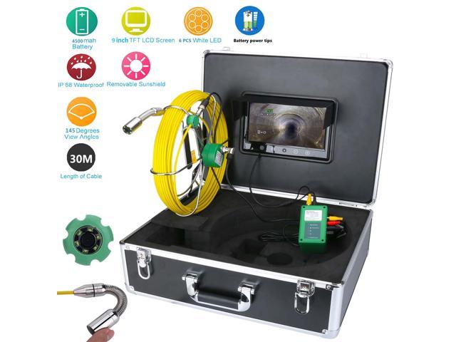 Details about   9"LCD 30M Pipe Inspection 1000 TVL Video Camera LED Waterproof Drain Pipe Sewer 