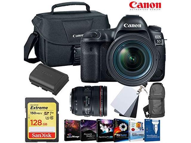 Eos 5d Mark Iv Dslr Camera With 24 70mm F 4l Lens 128gb Memory Card Extra Battery Photo Video Editing Software B