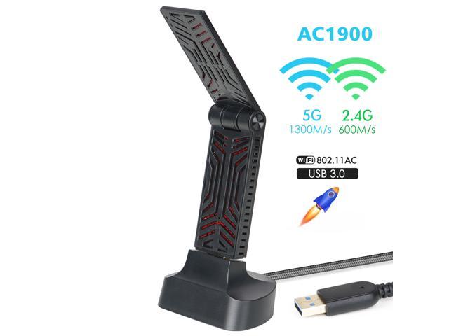 Wavlink AC1900 USB3.0 Dual Band Wi-Fi Adapter, 4 High Gain Antennas, IEEE 802.11ac/a/b/g/n, Up to 1900Mbps Data Rates Gaming Wireless Adapter With USB3.0 Dock, WPS, WPA/WPA2, For Windows Mac OS