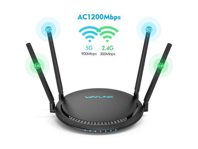 Wavlink 1200Mbps Wireless Router, Dual Band 2.4GHz & 5GHz Gigabit Ethernet WiFi Router IEEE 802.11ac/a/n/g/b Share 4 x 5dBi High Power Omni Directional Antennas, WPS, Smart Mobile APP Management