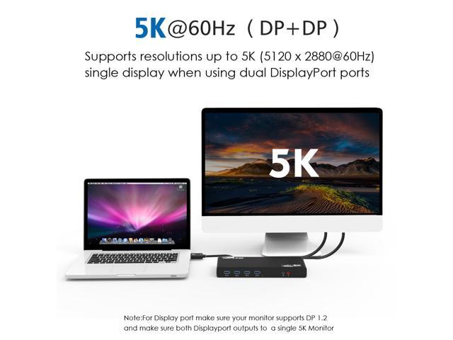 Wavlink USB C,Type-A Dual 4K Laptop Docking Station,5K/ Dual 4K @60Hz Video Outputs Dual Monitor for Windows, 2 HDMI & 2 DP, Gigabit Ethernet, 6 USB 3.0, DL6950-PD Function Not Supported 
