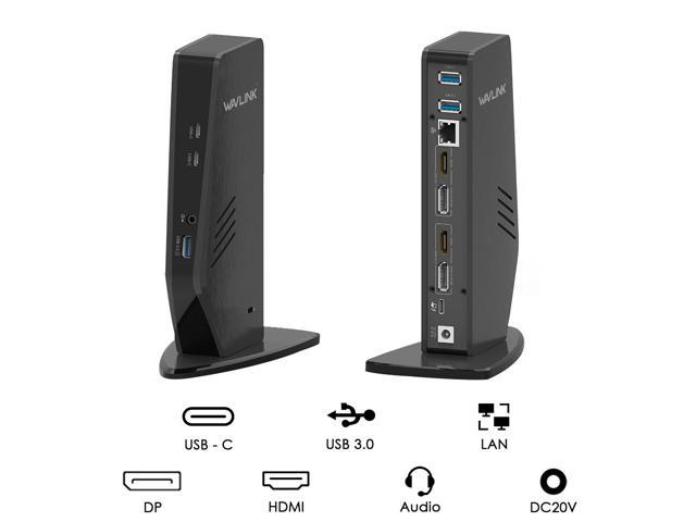 WAVLINK USB C Dual 4K Display Docking Station with 60W Power Delivery Support windows or macOS 10.13.3 or Earlier