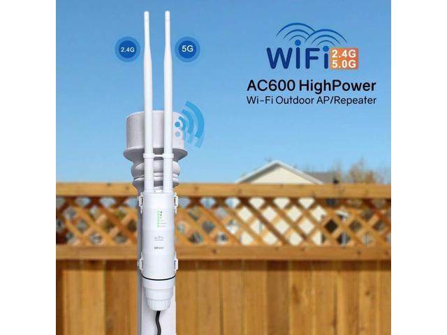Wavlink AC600 Outdoor Weatherproof WiFi Extender, Long Range WiFi Signal Booster, High Power Dual Band 2.4+5G WiFi Repeater/Router/Access Point/ WISP, 2 Antennas With POE for Outdoor Wi-Fi Coverage