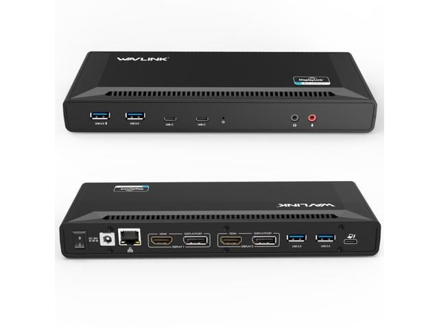 Wavlink USB C Docking Station Dual 4K DP/HDMI Monitor with 65W Charging/PD, Single 5K/Dual 4K @60Hz Displaylink Dock, 2 HDMI and 2 DP, Gigabit Ethernet, 2 Type C, 4 USB 3.0, Audio for Windows Mac OS