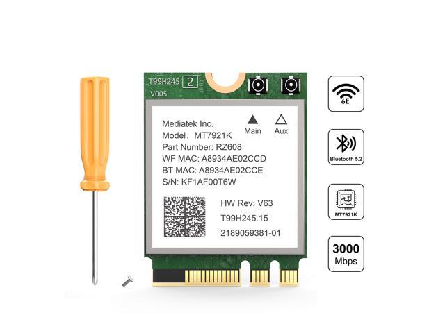 Wavlink Wi-Fi 6E 802.11AX WiFi Card 3000Mbps Tri-Band 2.4GHz/5GHz/6GHz Network Card with Bluetooth 5.2 WiFi Adapter for PC Laptops, WPA 3, MU-MIMO, OFDMA Support Windows 10/11 (64bit) M.2/NGFF