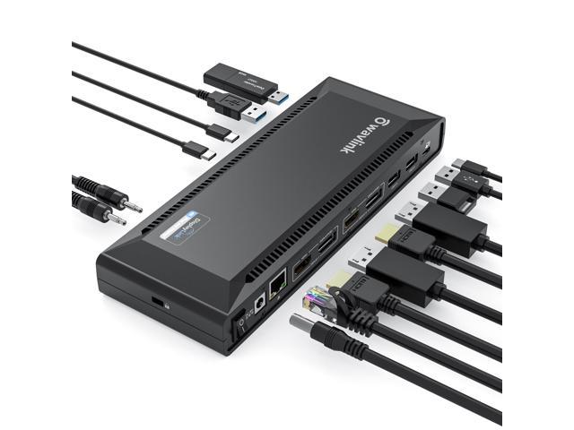 WAVLINK USB C Dual 4K DP/HDMI Laptop Docking Station with 100W Power Delivery, Single 5K/ Dual 4K @60Hz for Specific USB-C and Thunderbolt 3 Windows and Mac Systems( 2xDP 1.2, 2xHDMI 2.0, 5xUSB, LAN)
