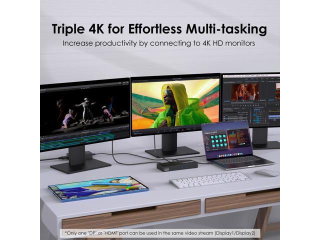 Wavlink DisplayLink Laptop Docking Station Triple Monitor 4K@60Hz For 3 ...