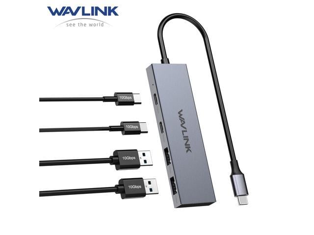 WAVLINK USB C 10Gbps Hub, 4-Port SuperSpeed USB3.2 Gen2 Splitter, USB 3.2 Hub, Aluminum USB C to 2 USB C 2 USB A Multiport Adapter for iMac/MacBook/Air/Pro/Chromebook and More Type C Devices