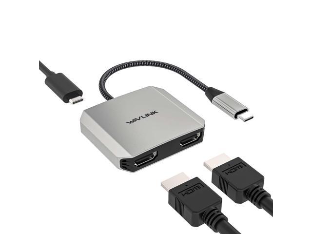WAVLINK USB C to Dual 4K HDMI Adapter 4K@60Hz with 87W Power Delivery USB C to HDMI Adapter, Dual Monitors Adapter Powered HDMI Hub for MacBook Pro/Air, Dell XPS, HP, Lenovo, Thunderbolt 3/4 Laptops