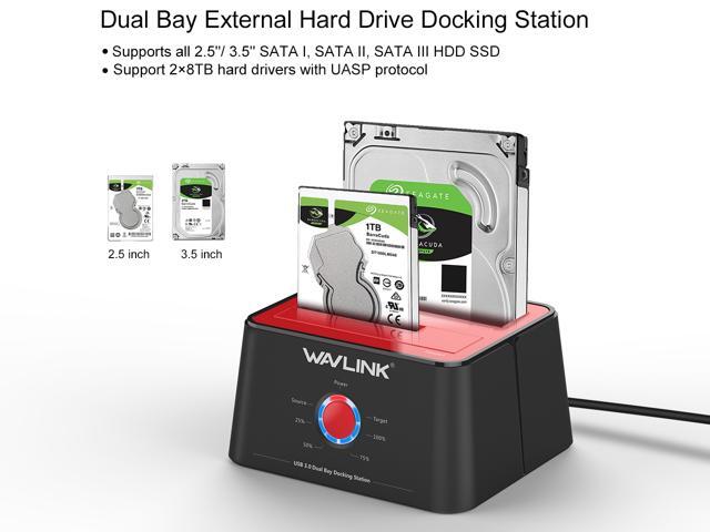 WAVLINK USB 3.0 to SATA Dual-Bay Hard Drive Docking Station WL-ST334U 5Gbps