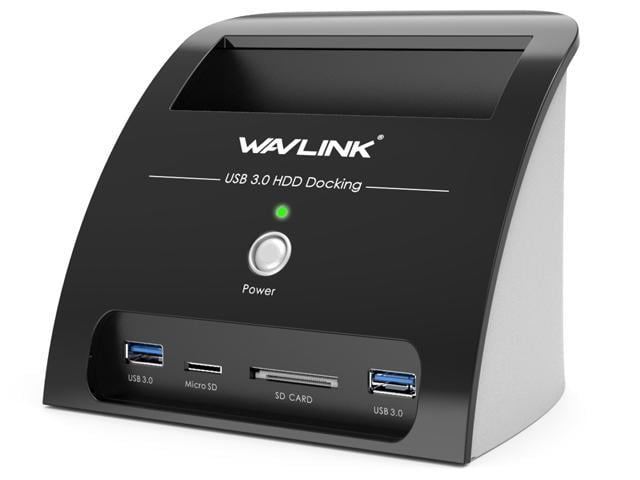 WAVLINK USB 3.0 to SATA Dual Bay Hard Drive Docking Station for 2.5/3.5 HDD SSD Support Offline Clone/Backup/UASP Functions with 2 USB 3.0 Ports 2 Fast Charger and TF & SD Card 2X 10TB 