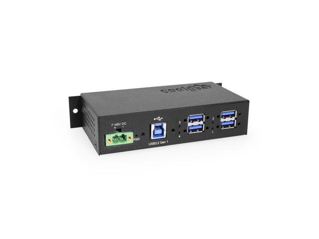 Coolgear 4-Port Industrial USB 3.0 Hub w/ 1.5Amp Output  GL Chip  DIN-Rail Mounting