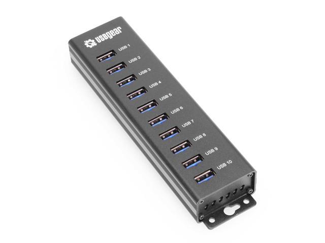 USBGear USBGear 10-Port USB 3.2 Gen 1 Mountable Charging and SuperSpeed Data Hub