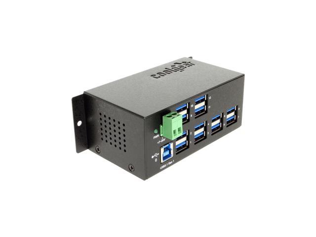 Coolgear 12-Port USB 3.1 Gen1 w/15KV ESD Surge Protection DIN Rail Mount