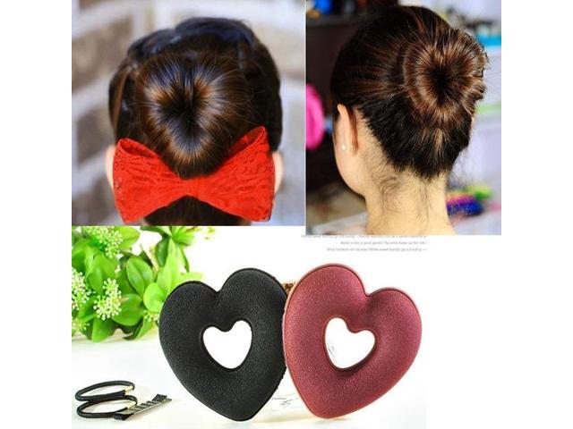 Hairband Clip Headdress Sponge Heart Shape Bun Hair Maker Disk Set