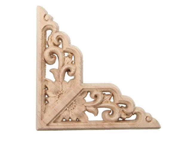 Wood Carving Applique Unpainted Onlay Door Corner Cabinet